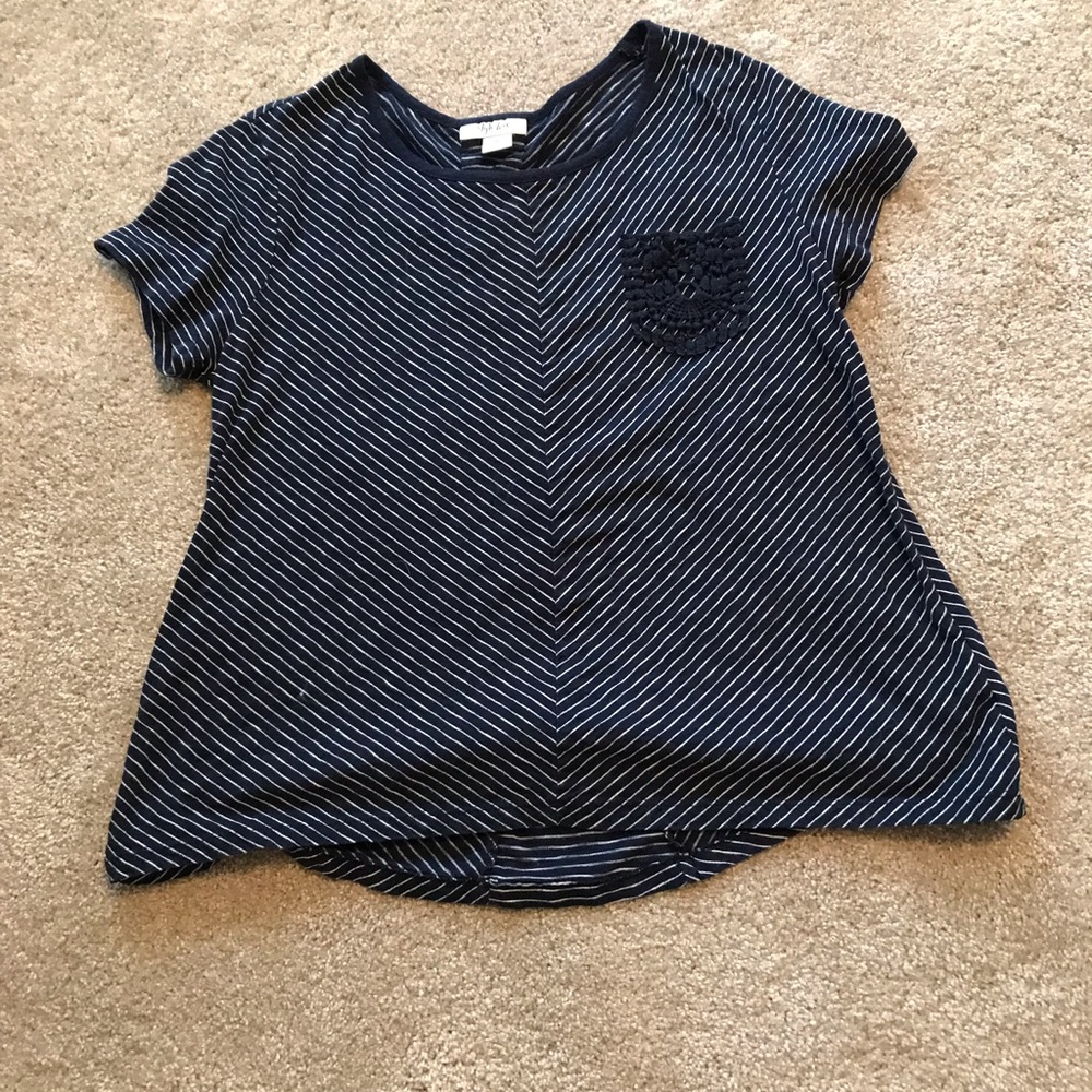 navy blue and white striped shirt sleeve